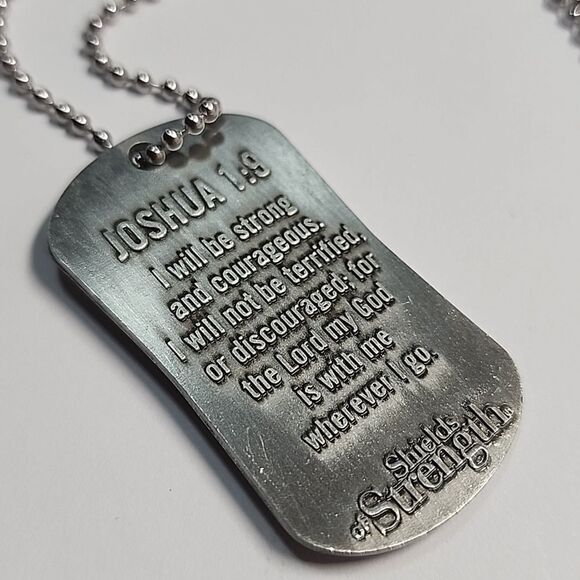 Conquer the Fear Antique Finish Dog Tag-Joshua 1:9 - Picture 3 of 4